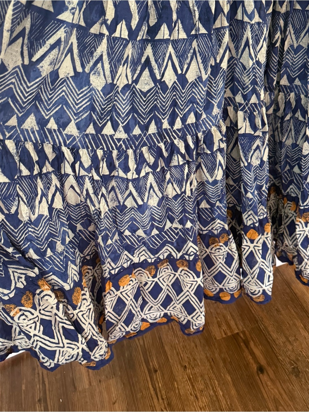 Anthropologie Blue Tiered Flowy Abstract Maxi Dress Size Medium - Picture 6 of 13